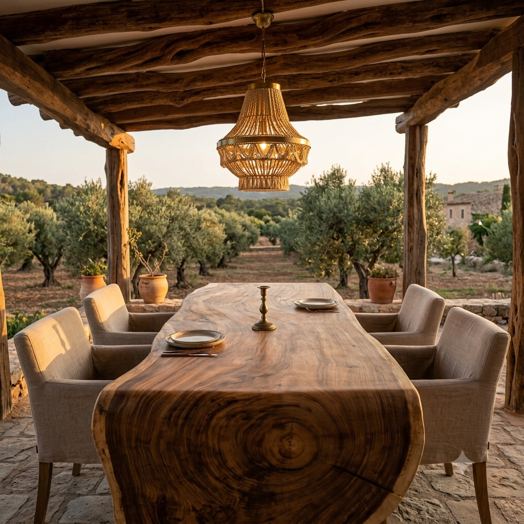 Live Edge Solid Suar Wood Dining Table Model Balbulol
