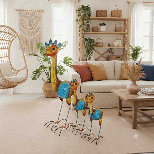 Colourful Handmade Metal Bird Figurines Set Model Manipa