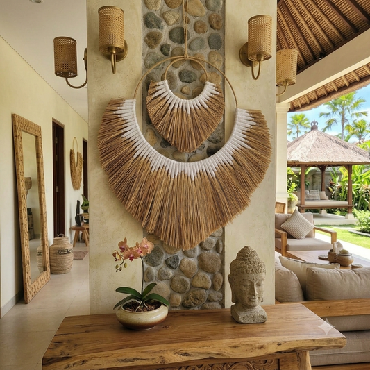 Boho Seagrass Fringe Hoop Wall Hanging Model Kera