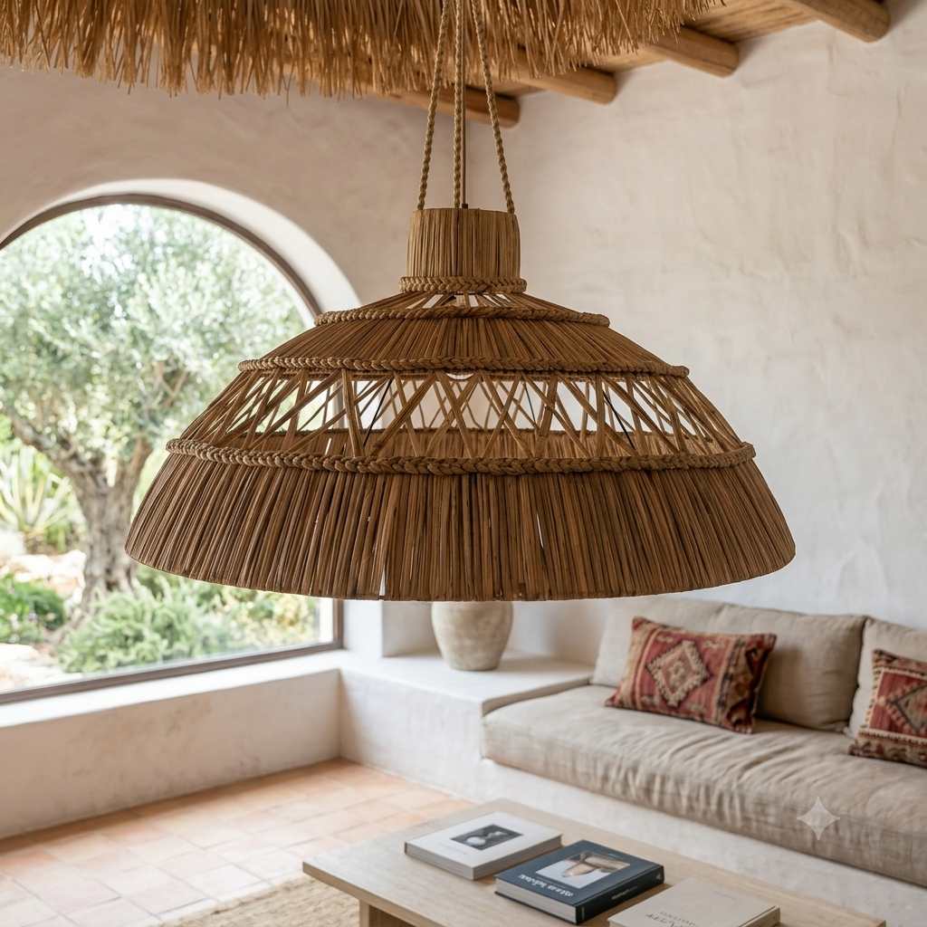 Large Woven Water Hyacinth Pendant Lamp Model Kelapa