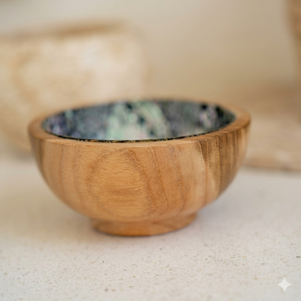 Cuenco de madera con acabado de concha (pequeño)