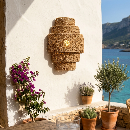 Lámpara de pared de fibras naturales tejidas Modelo Liat