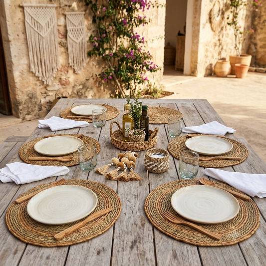 Round Seagrass Banana Leaf Placemat Model Talango