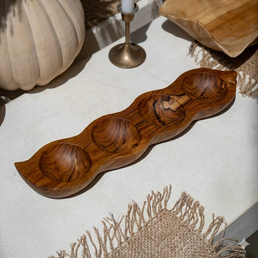 Wooden 4 hole sorting bowl