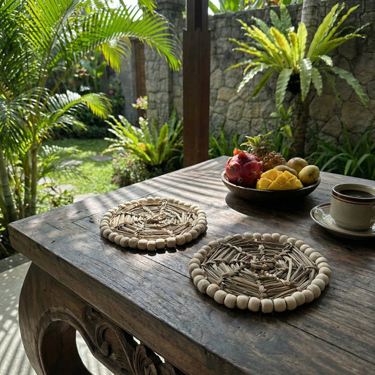 Suporte para copos tecido à mão, modelo Bulbul