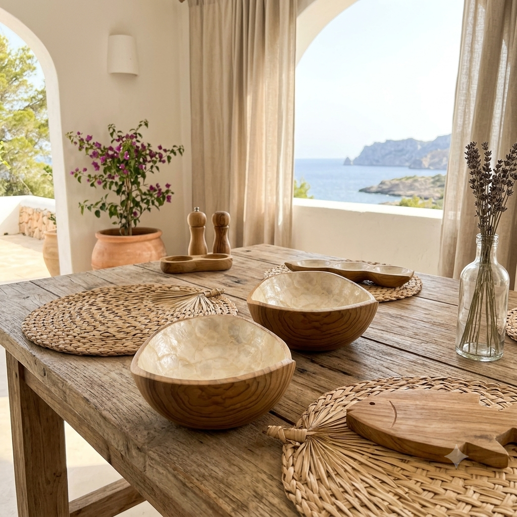 Round Teak Wood Decorative Bowl Model Sula