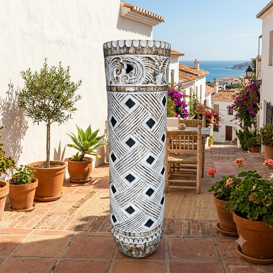 120cm Carved Tribal Cylinder Vase Model Wundi