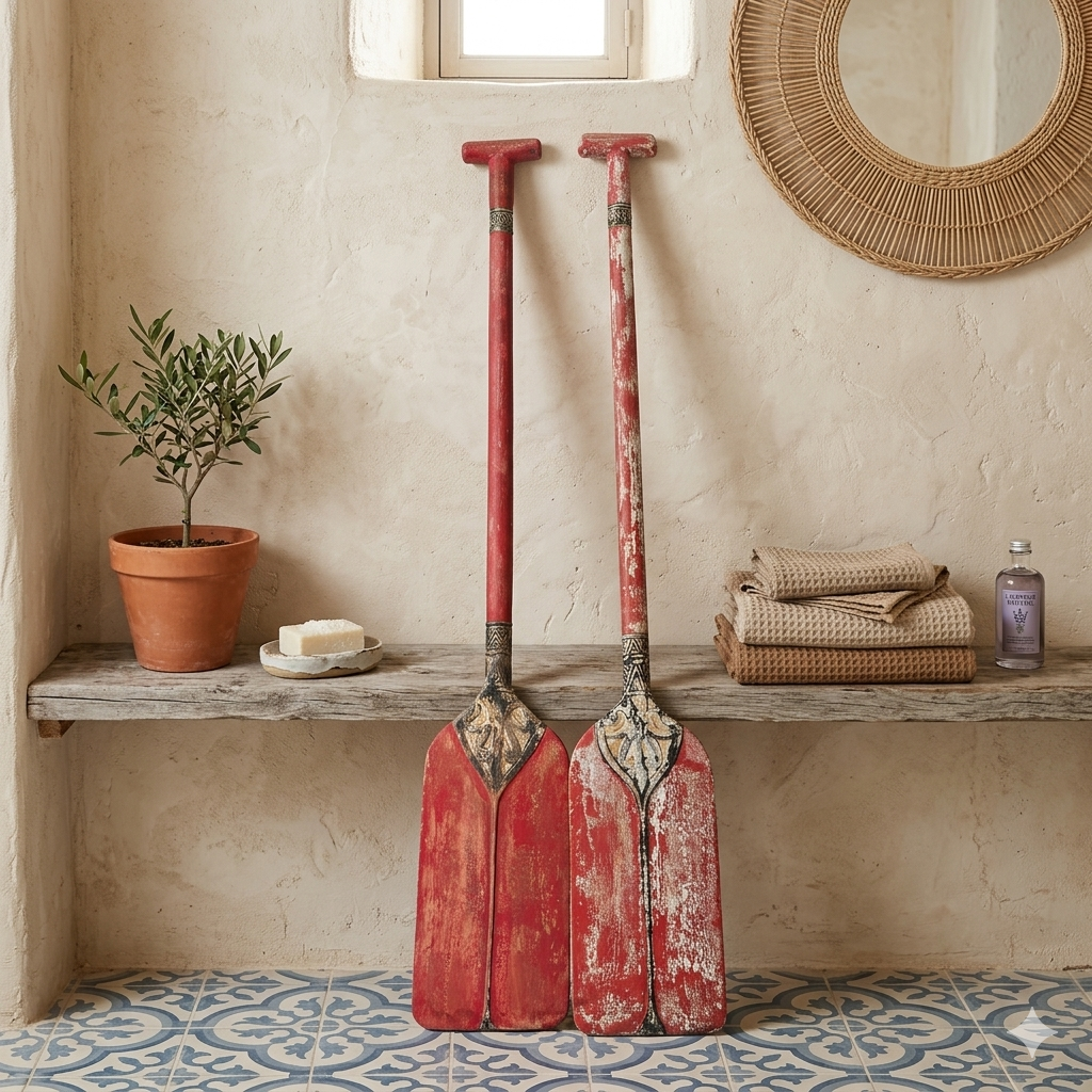 Remos decorativos de madera, juego de 2