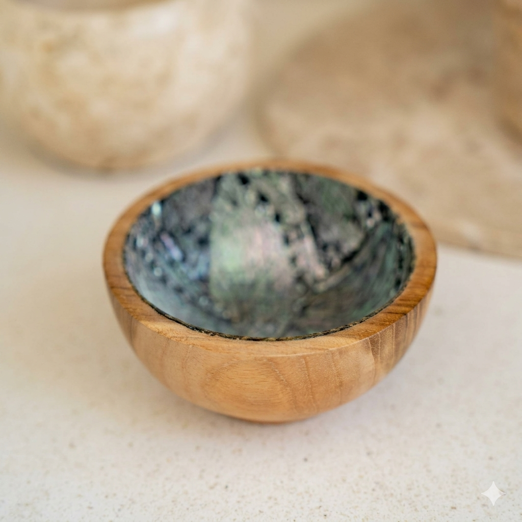 Cuenco de madera con acabado de concha (pequeño)