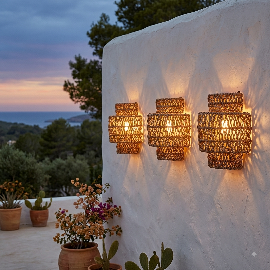 Woven Seagrass Lantern Candleholder Model Kultubai