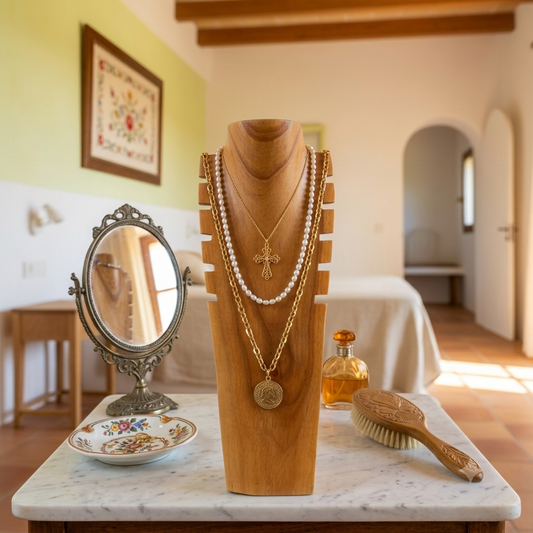 Sculptural Wooden Necklace Display Stand Model Trawangan