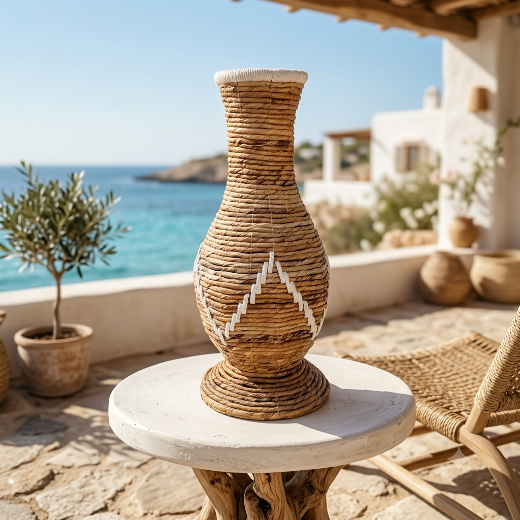 Woven Rattan Hourglass Vase Model Wakatobi