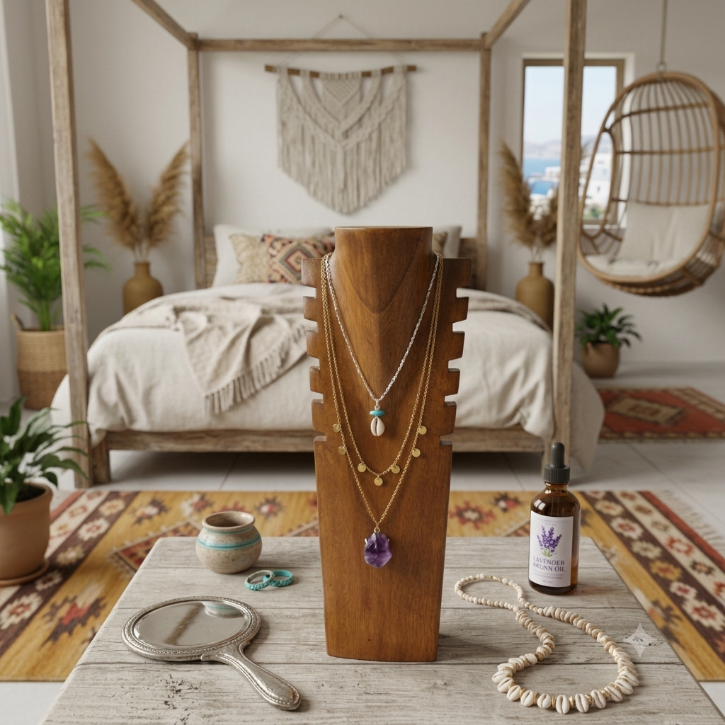 Wooden Neckless Display Stand Model Tanahjampea