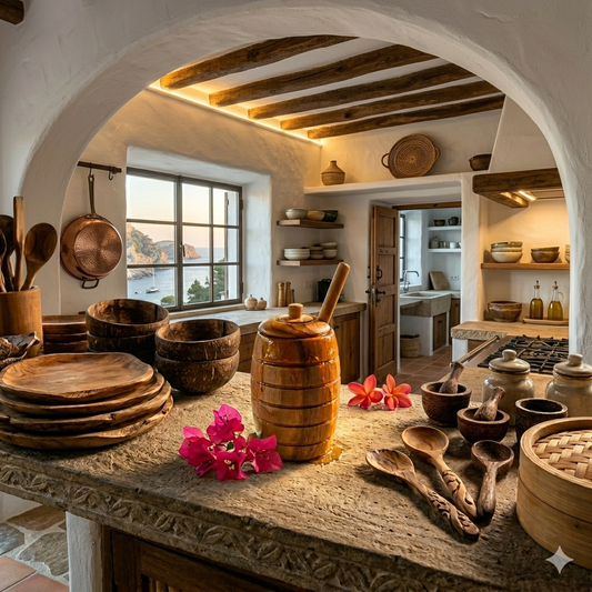 Pequeño bote de miel de madera