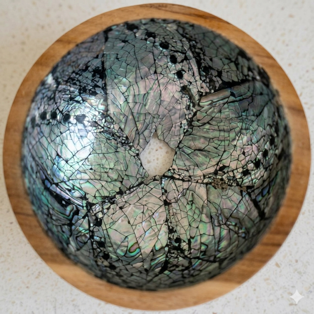 Cuenco de madera con acabado de concha (pequeño)