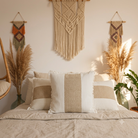 Boho Fringe Stripe Cushion Cover Model Gili Petagan