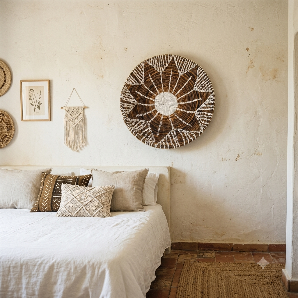 Bandeja redonda decorativa de pared tejida Modelo Nusa Kode