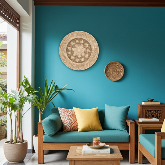 Prato decorativo de parede em rattan, 35 cm. Modelo Sade.