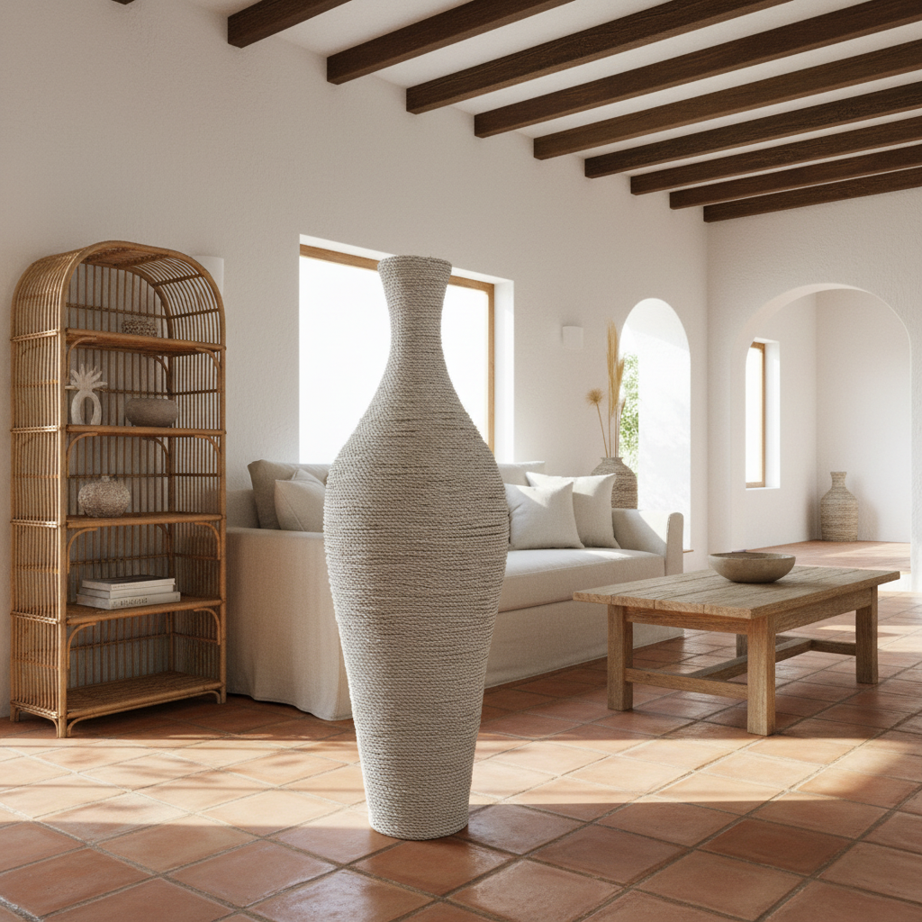 Tall Woven Rattan Floor Vase Model Sipora