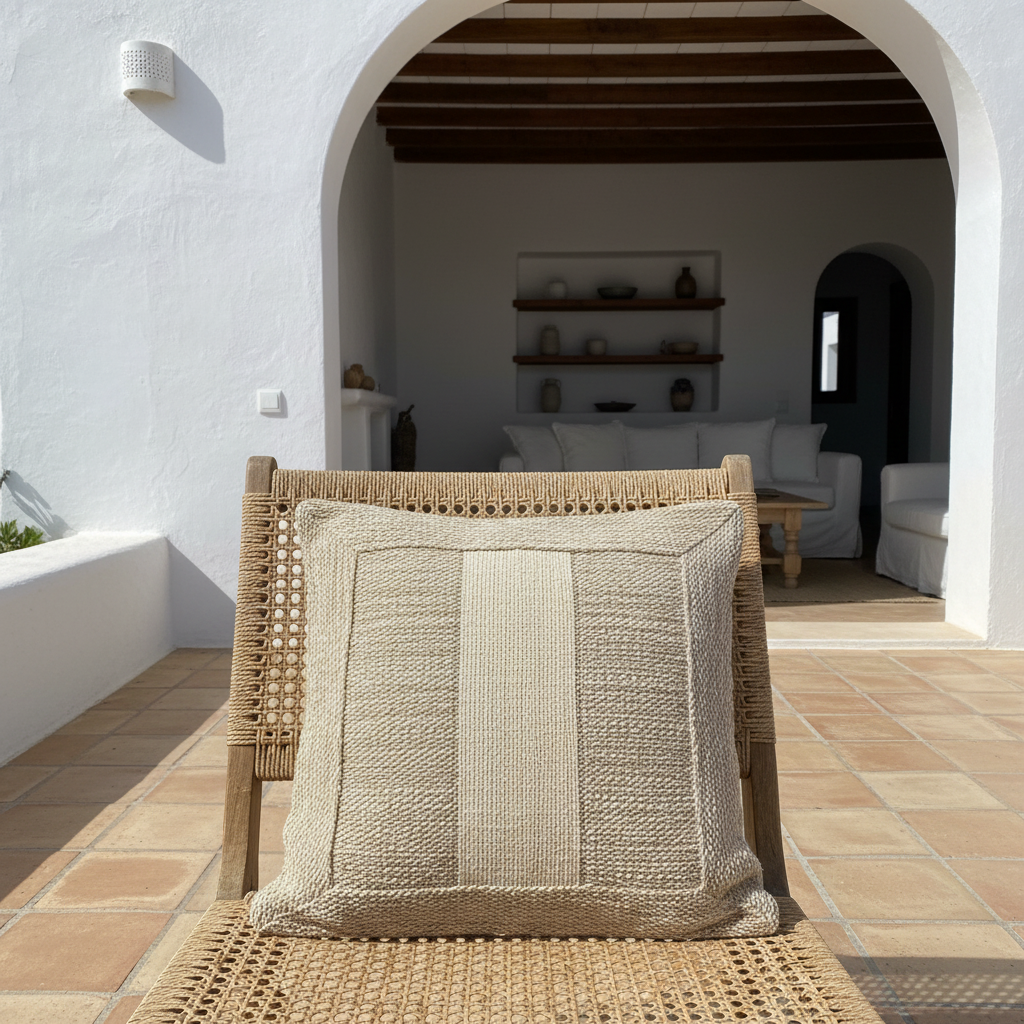 Woven Natural Stripe Cushion Cover Model Raas