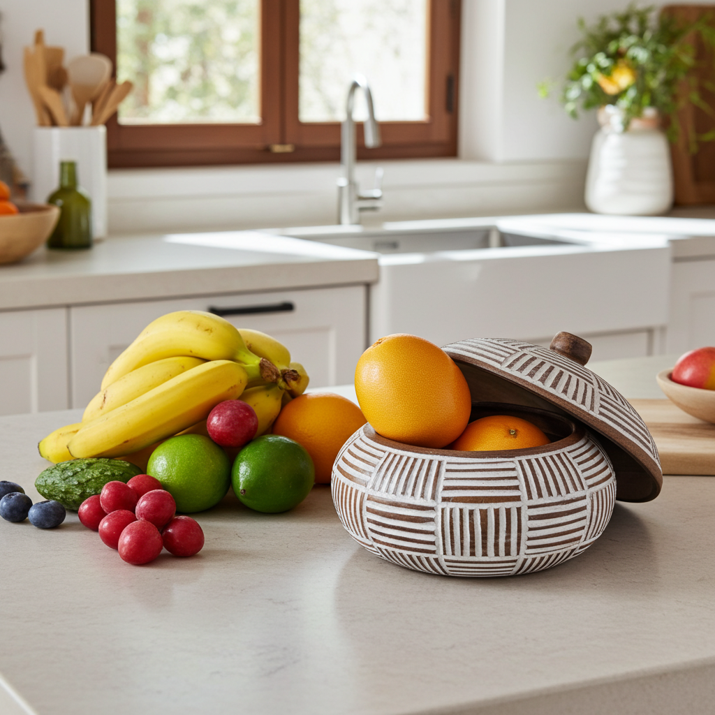 Cuenco de madera de Timor orgánica con tapa. Modelo Bulu