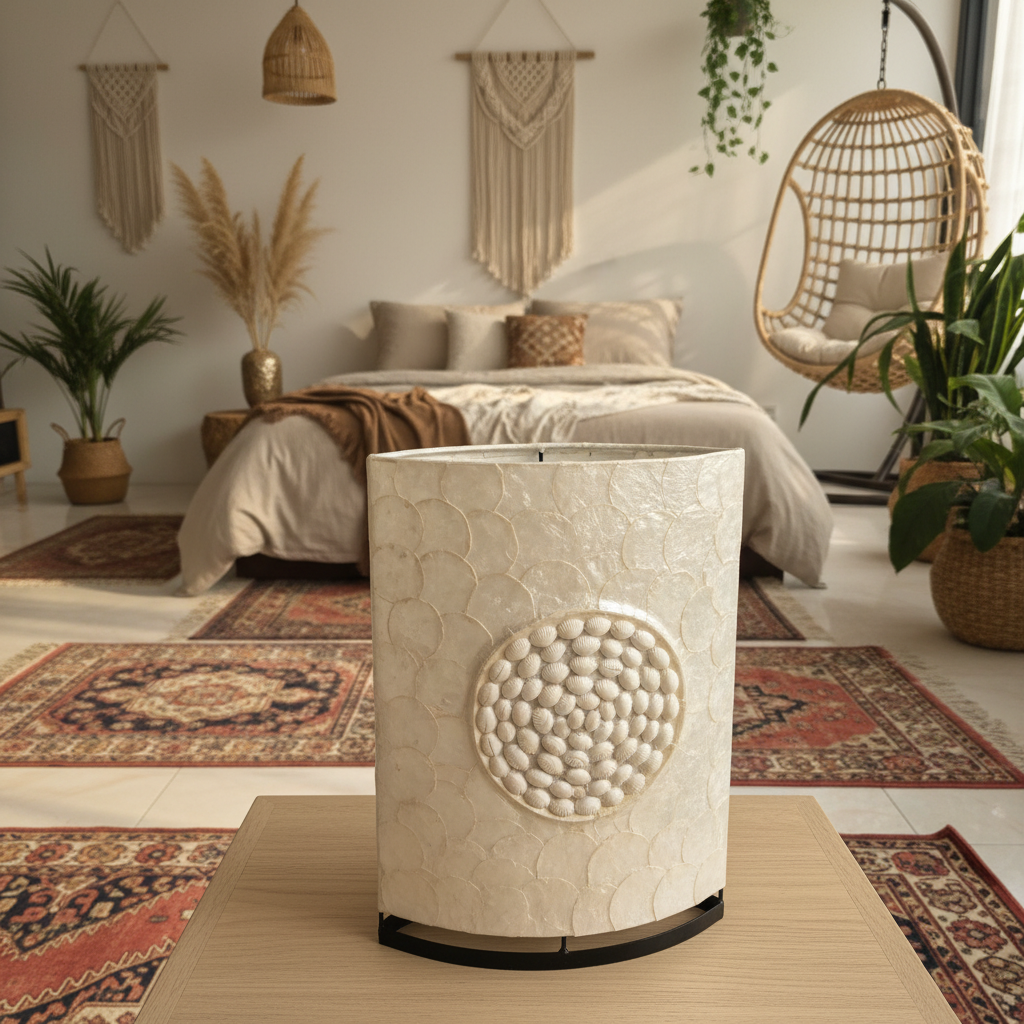 Candeeiro de Mesa Alto em Mosaico de Conchas Modelo Kawe