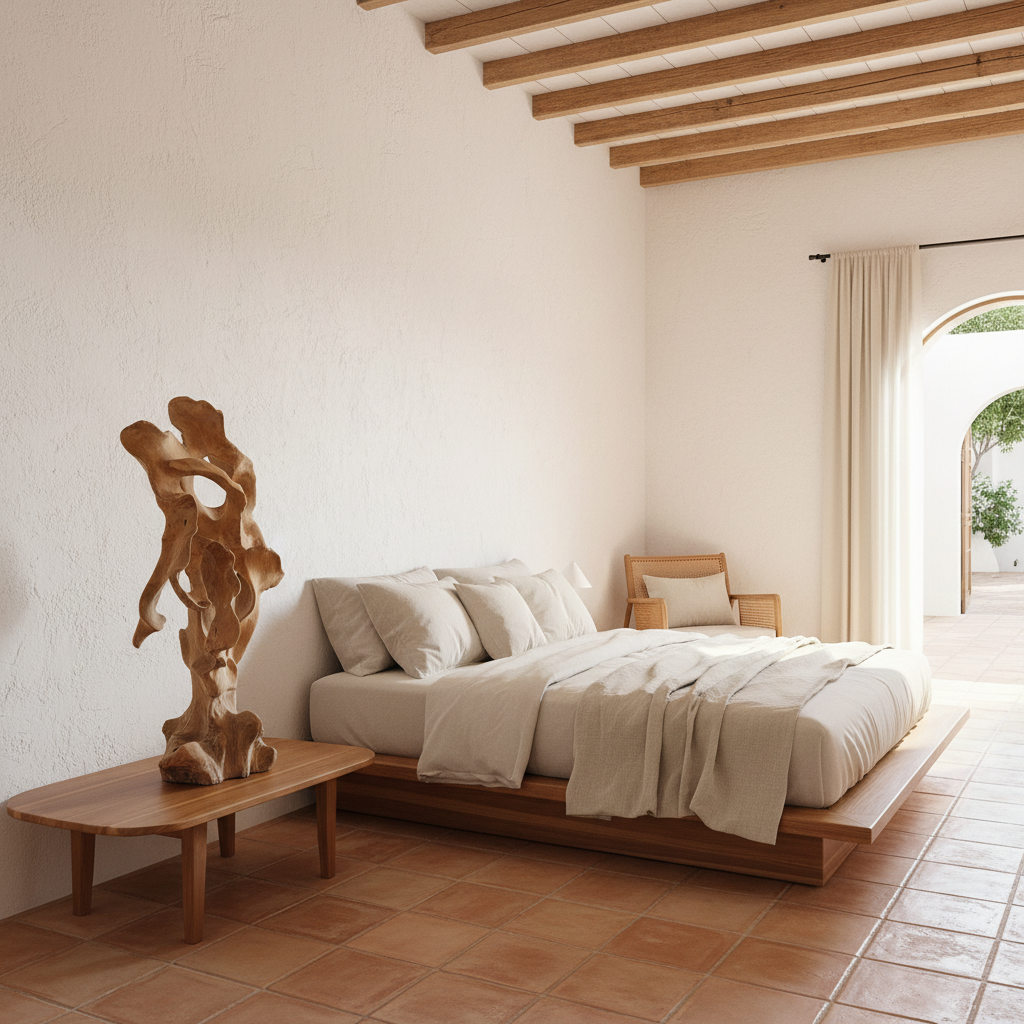 Peça de Decoração Escultural em Madeira de Suar de Forma Livre Modelo Biaro