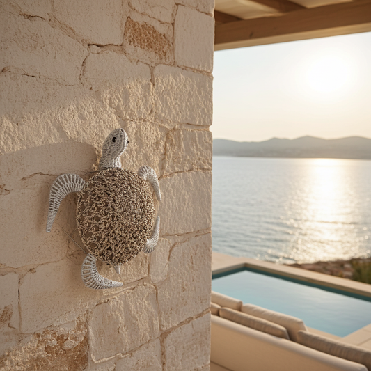 Handmade white / natural colored turttle in two sizes