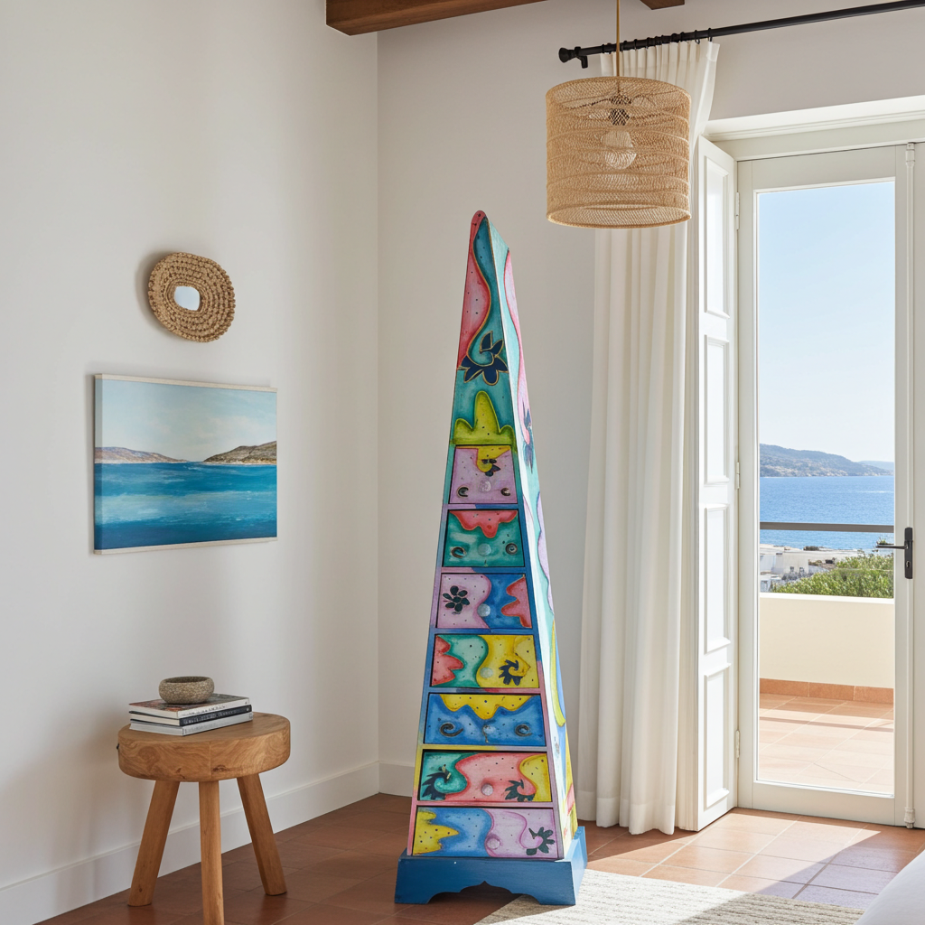 Cómoda piramidal multicolorida