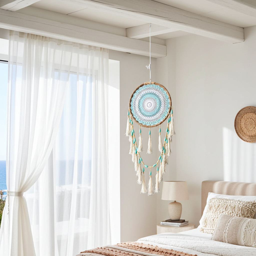 Handmade bohemian-style dreamcatcher.