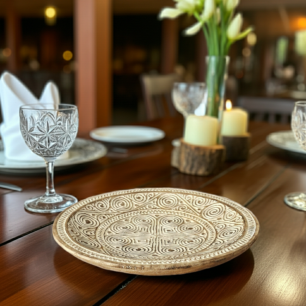 Wooden Plate Model Ukir 50cm