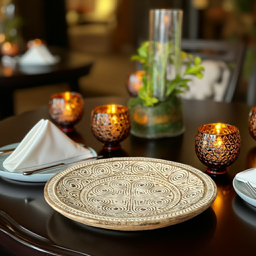 Wooden Plate Model Ukir 50cm