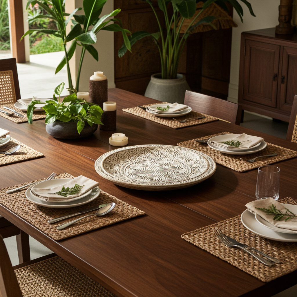 Wooden Plate Model Ukir 50cm