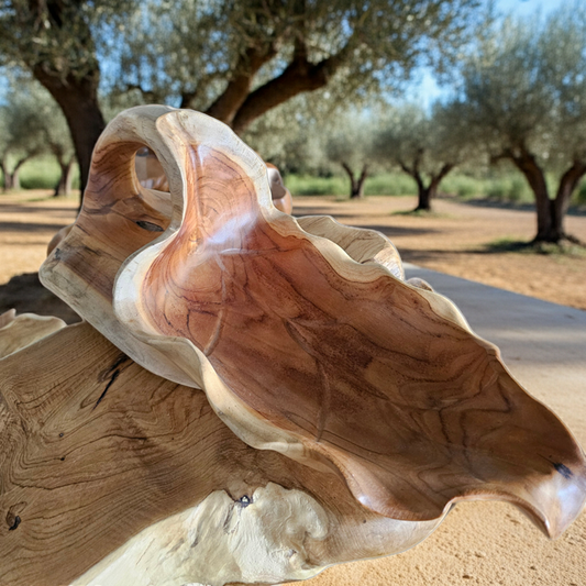 Scoop-shaped fruit bowl