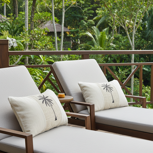 Capa de almofada com estampado de palmeiras pretas 30x50