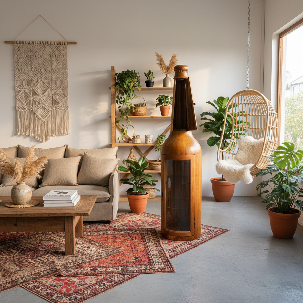 Giant Bottle-Shaped Teak Display Cabinet Model Kisar