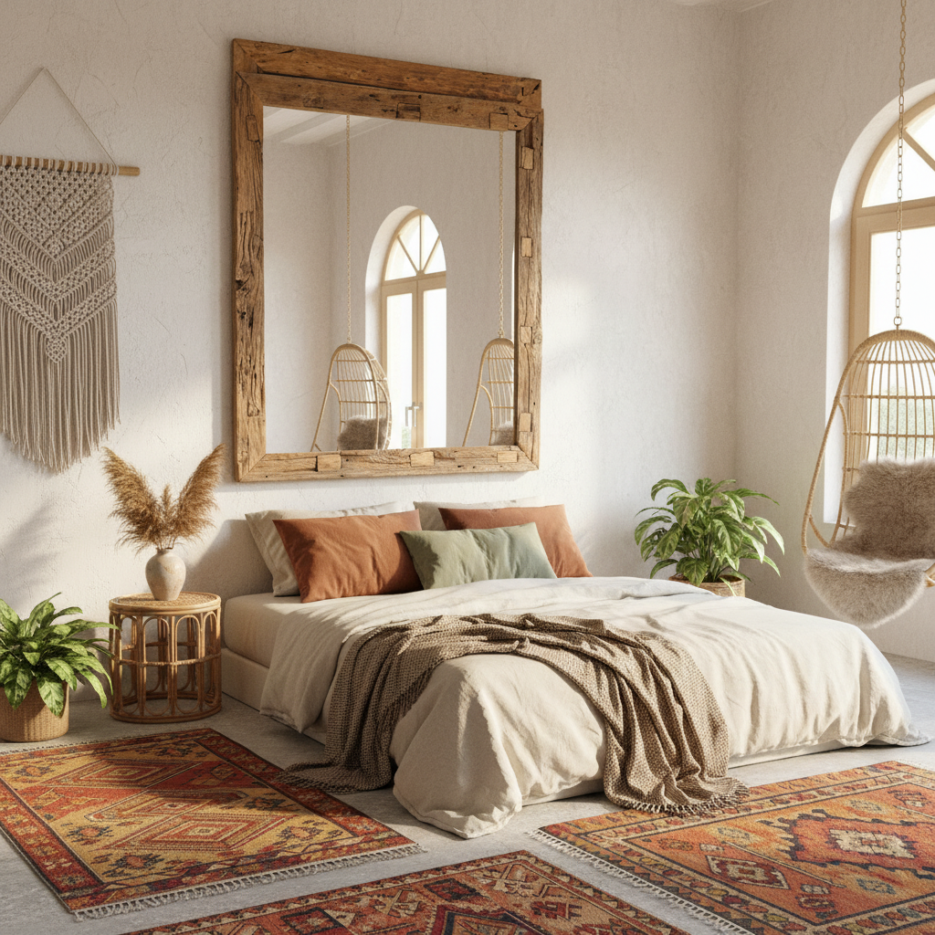 Large Reclaimed Wood Floor Mirror Model Bokor