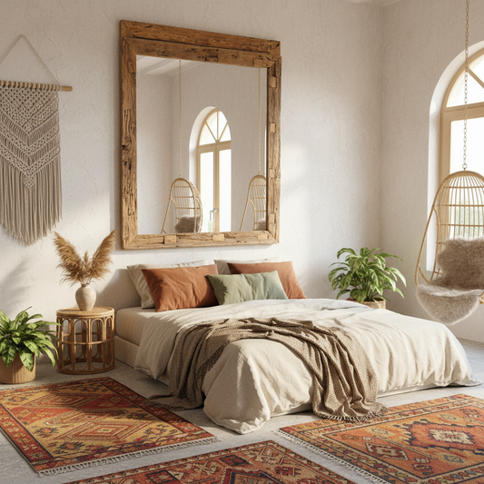 Large Reclaimed Wood Floor Mirror Model Bokor
