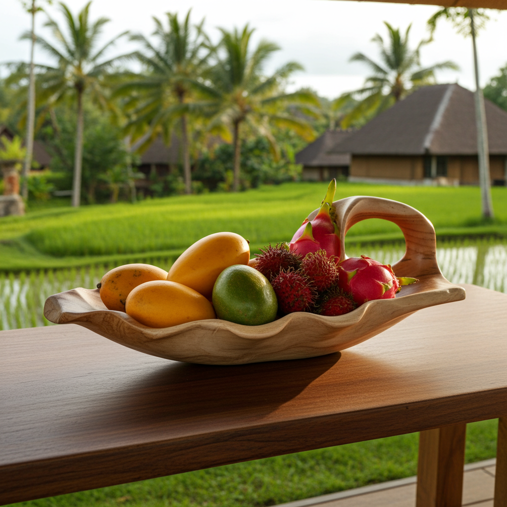Scoop-shaped fruit bowl