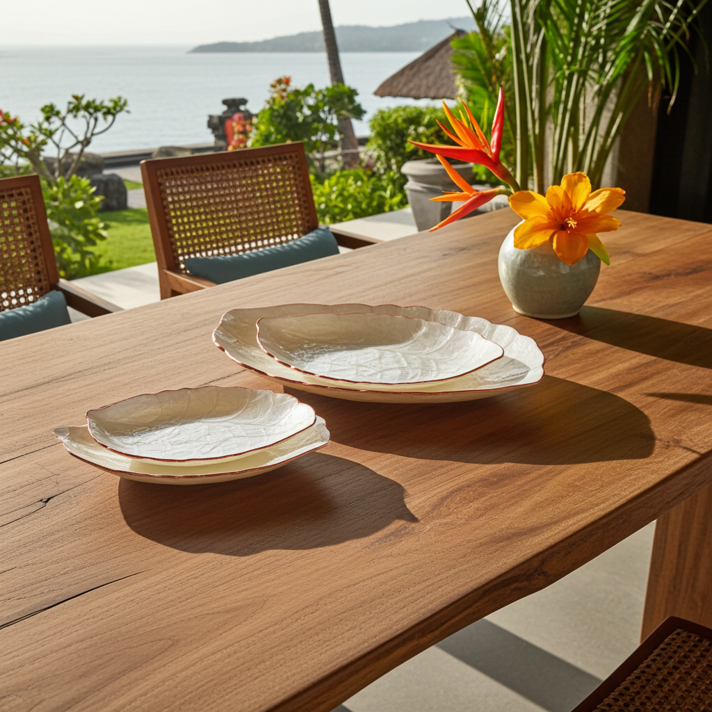 Three nesting capiz shell dishes