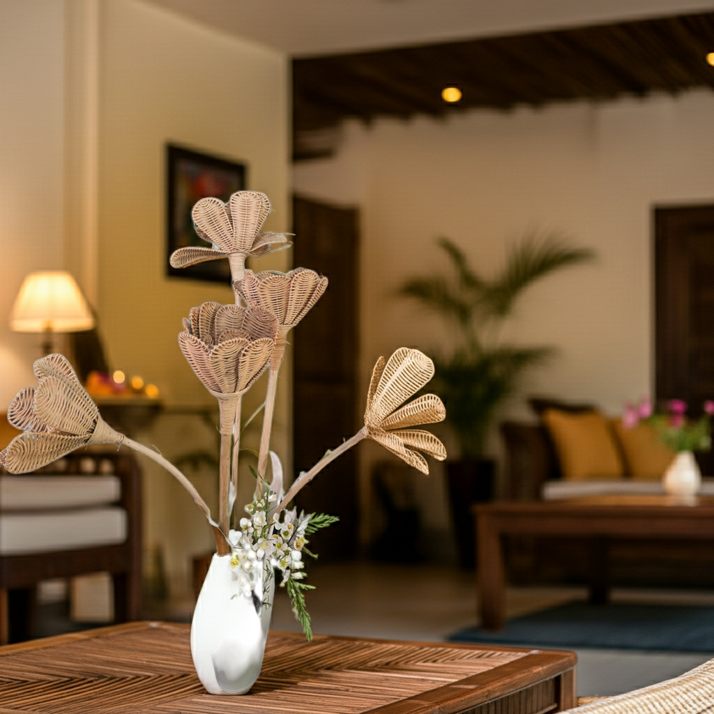 Rattan flower on stick