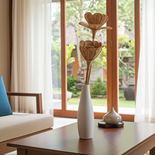 Rattan flower on stick