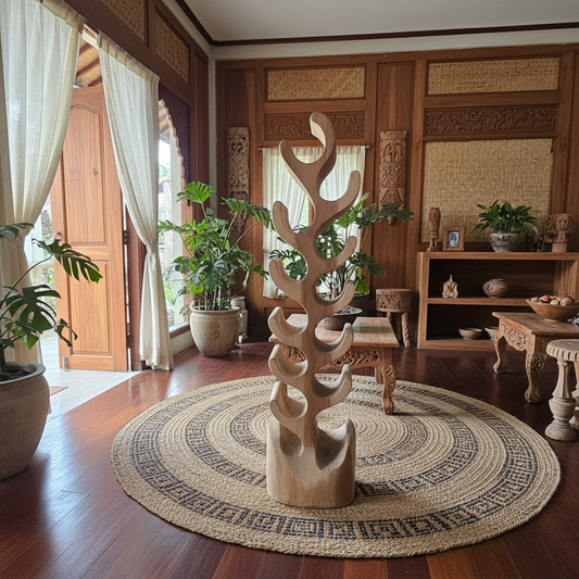 Abstract Carved Wood Tree Sculpture Model Loh Buaya