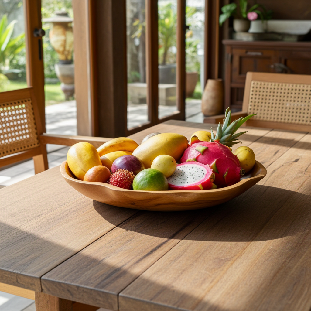 Free shape wooden fruit bowl