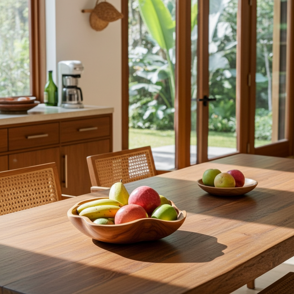 Free shape wooden fruit bowl