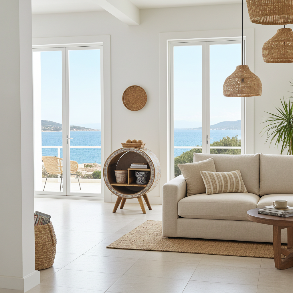 Circle cabinet with handcarving