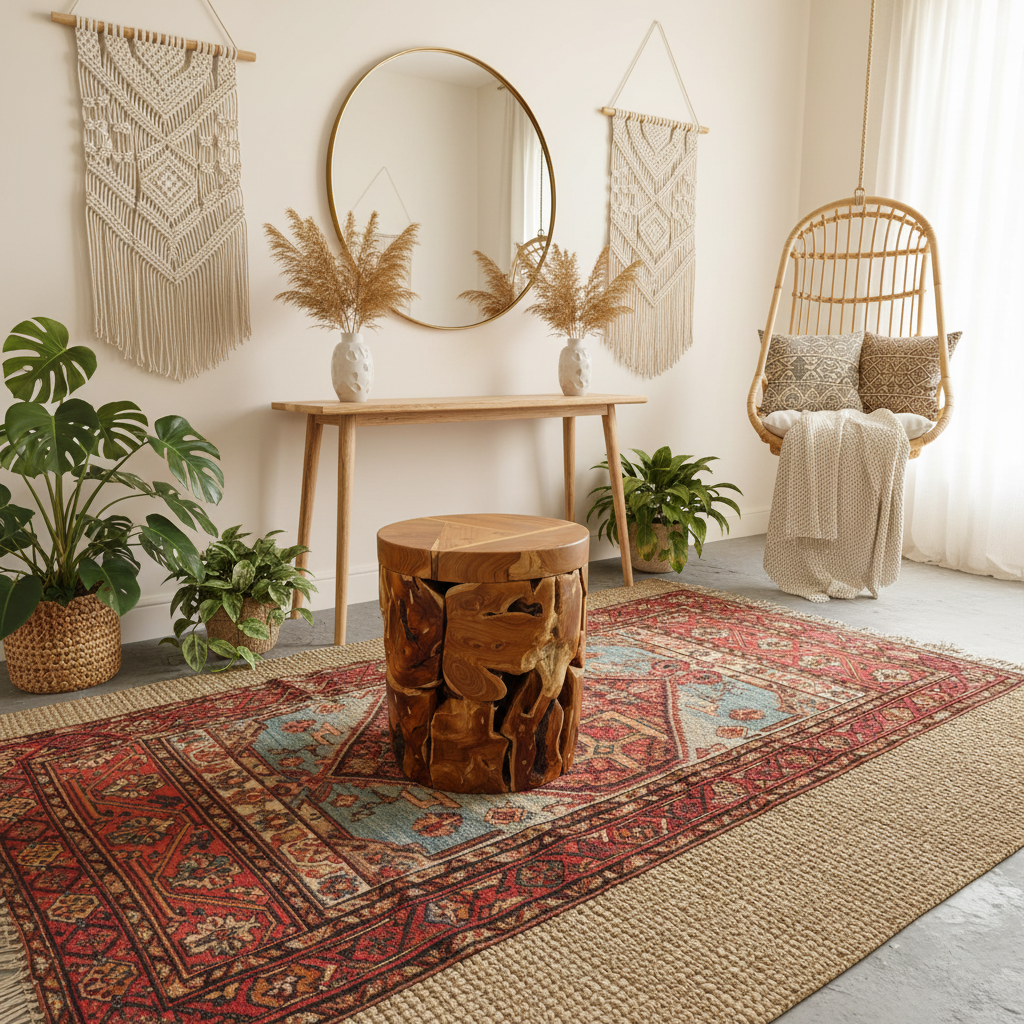 Rustic Teak Root Side Table Model Tegal